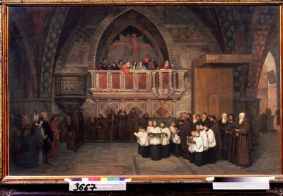 ""Vesperák az Assisi Szent Ferenc-templomban, Olaszország"" Mihail Petrovics Botkin (1839-1914) festménye 1871 Állami Tretyakov Galéria, Moszkva alkotó: Mikhail Petrovich Botkin