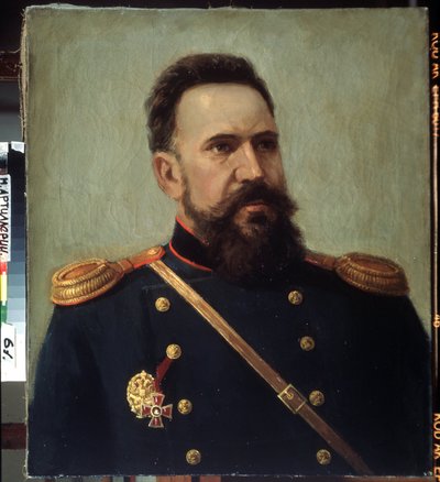 "Sergej Mosin (1849-1902), a Mosin-Nagant puska (Mosin Nagant) feltalálójának portréja" Mikhail Gerets (1900-1942) festménye 1941 Állami Központi Tüzérségi Múzeum, Szentpétervár alkotó: Mikhail Petrovich Gerets