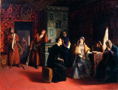 Marina Mniszech apjával letartóztatva, 1883. alkotó: Mikhail Petrovich Klodt