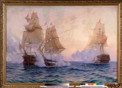 A Mercury dandár két török ​​hajó ellen harcol, 1829. május 14. (Az orosz-török ​​háború epizódja alkotó: Mikhail Stepanovich Tkatchenko