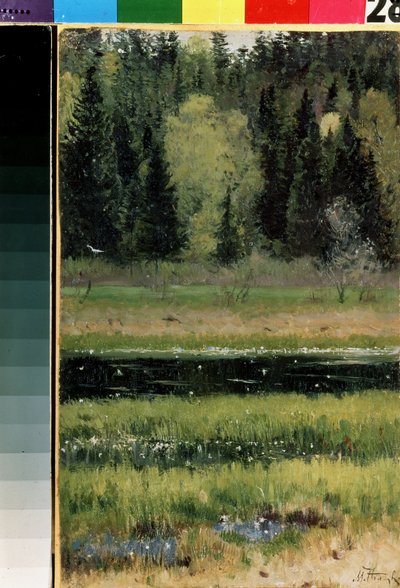 Táj (Táj). Mihail Vasziljevics Neszterov (1862-1942) festménye, olaj, karton alkotó: Mikhail Vasilievich Nesterov