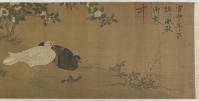 Kaméliák, galambok és énekes madarak alkotó: Ming Dynasty Chinese School