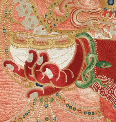 Részlet a császári hímzett selyem thangkából alkotó: Ming Dynasty Chinese School