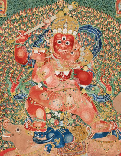 Részlet a császári hímzett selyem thangkából alkotó: Ming Dynasty Chinese School
