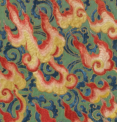 Részlet a császári hímzett selyem thangkából alkotó: Ming Dynasty Chinese School