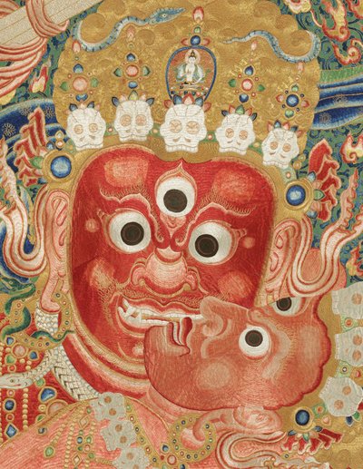 Részlet a császári hímzett selyem thangkából alkotó: Ming Dynasty Chinese School