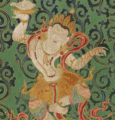 Részlet a császári hímzett selyem thangkából alkotó: Ming Dynasty Chinese School