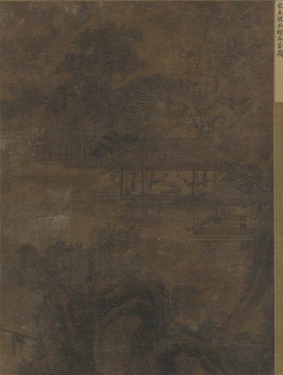 Táj: két férfi egy pavilonban a fák alatt alkotó: Ming Dynasty Chinese School