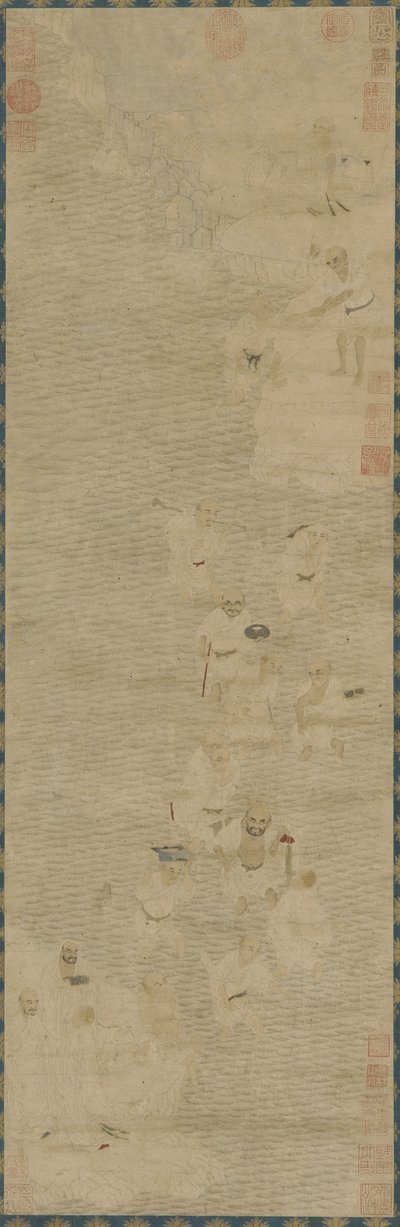 Luohan átkelés egy folyón, 16-17. század (tinta és színes papíron) alkotó: Ming Dynasty Chinese School