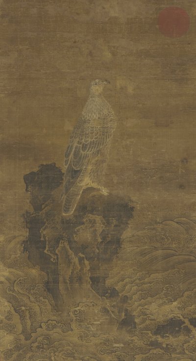 Vándorsólyom a sziklán hullámok közepette, 1500 körül alkotó: Ming Dynasty Chinese School