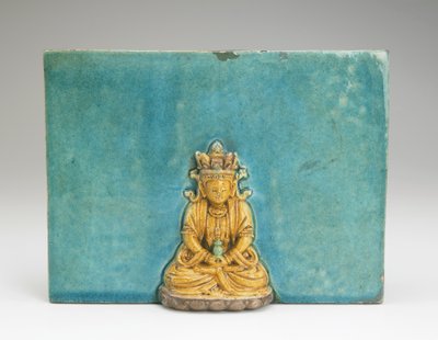 Csempe Buddha Amitabha figurájával (kerámia) alkotó: Ming Dynasty Chinese School
