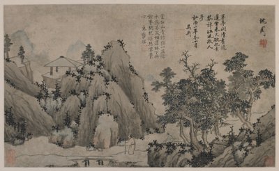 Séta a hegyi patak mellett (tinta és szín a papíron) alkotó: Ming Dynasty Chinese School