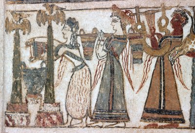 Részlet, freskó szarkofágon a Hagia Triada-ból alkotó: Minoan