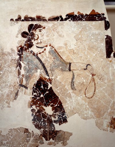 Minószi civilizáció: nők az istentiszteleten. Részlet. Freskó a Xeste 3 lustrális medencéjéből Akrotiriben (Thera), Santorini. Homályos. 143x381 cm Kr.e. 16. század Santorini, Akrotiri a Thera freskógyűjteménye alkotó: Minoan