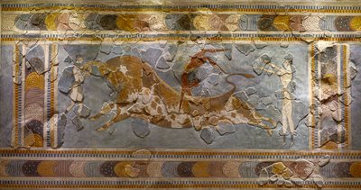 A Bikaugráló freskó részlete. Knósszoszban találták alkotó: Minoan