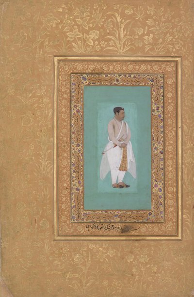 rekto: Raja Suraj Singh Rathor portréja, verso: Kalligráfia oldala..., recto: 16. század vége alkotó: Mir 