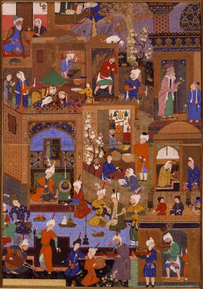 Éjszaka egy városban, valószínűleg egy fólió egy illusztrált kéziratból, 1540 körül alkotó: Mir SayyidAli