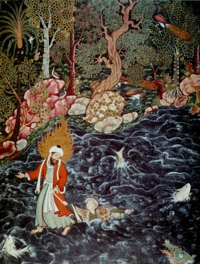 Illés próféta, aki megmentette Nur ad-Dahr herceget a Hamzanamából, 1562-1577 alkotó: Mir Sayyid Ali