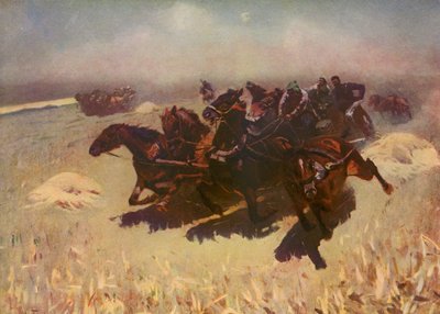 Tachanka (színes litográfia) alkotó: Mitrofan Borisovic Grekov