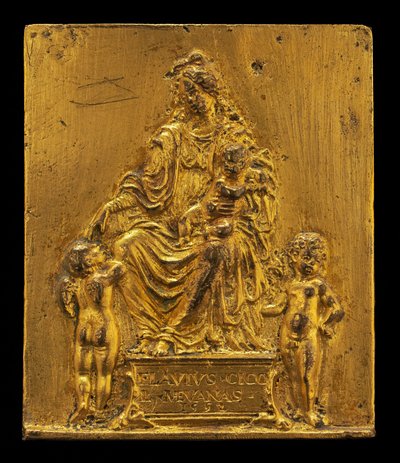 Madonna és a két angyal trónoló gyermeke, 1552. alkotó: Moderno
