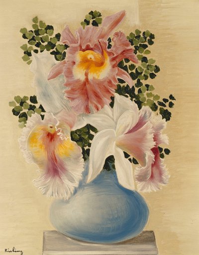 Kék váza orchideákkal; Vase Bleu aux Orchidees alkotó: Moise Kisling
