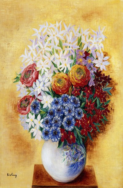 Virágcsokor sárga háttér előtt; Bouquet au Fleurs sur Fond jaune, 1934 körüli (olaj, vászon) alkotó: Moise Kisling