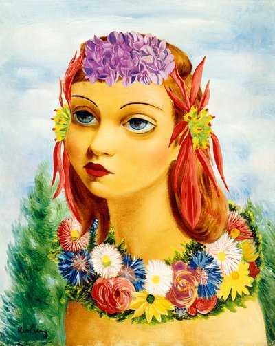 Nő virágokkal alkotó: Moise Kisling