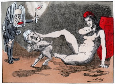 Adolphe Thiers megerőszakolja Marianne-t, 1875 körül (nyomtatott) alkotó: Moloch (1849-1909)