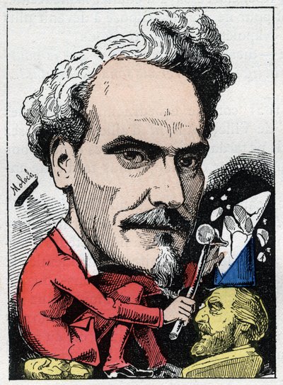 Henri de Rochefort (1831-1913) portréja, Marquis de Rochefort, újságíró, politikus és író a Touchatout "Le Trombinoscope" című filmjében, B. Moloch rajzfilmje 1882-ből (1849-1909). Magángyűjtemény. alkotó: Moloch