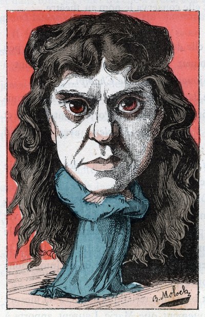 Marie Laurent vagy Marie LUGUET portréja, a 19. századi francia drámaművész a Touchatout „Le Trombinoscope”-jában, B. Moloch karikatúrája 1882-ből (1849-1909). Magángyűjtemény. alkotó: Moloch