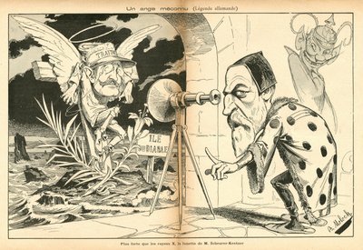 The Image for Laughter, 4. szám, 1897_11_13 körül - Alphonse Hector Columbus, B. Moloch vagy Moloch (1849-1909) illusztrációja: Ismeretlen angyal - Dreyfus-ügy, Ördög-sziget - Dreyfus Alfred, Scherer-Kestner Auguste alkotó: Moloch