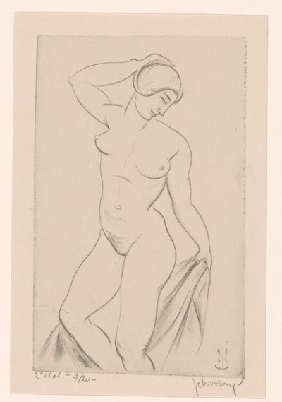 Meztelen nő kezével a fején alkotó: Mommie Schwarz (signed by artist)