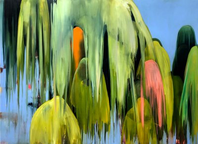Weeping Willow, 2019 (akril és sprayfesték vászonra) alkotó: Monica Perez Vega