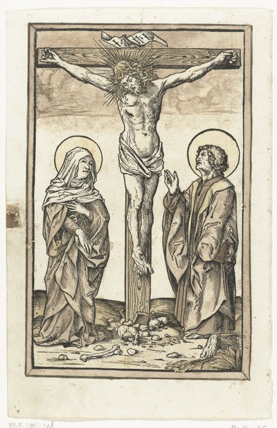 Krisztus a kereszten Máriával és Jánossal alkotó: Monogrammist DS (graveur) (attributed to)
