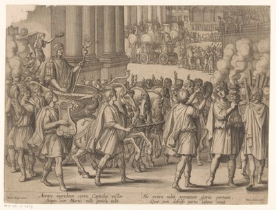Scipio Africanus belépése Karthágó felett aratott győzelme után Scipio Africanus története (sorozat címe) alkotó: Monogrammist ICG