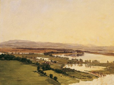 Táj az inzersdorfi várral (az Anninger felé) alkotó: Monogrammist J.P.