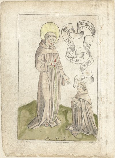 Szent Ferenc térdelő ferencessel alkotó: Monogrammist MB (Nederlanden)
