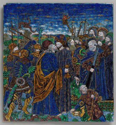Emléktábla Krisztus elárulásával, francia, 15. század. alkotó: Monvaerni