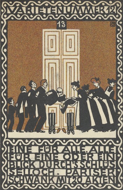 Variety Act 12: Egy mindenkiért, mindenki egyért vagy egy pillantás a Kulcslyukon keresztül Varietenummer 1..., 1907. alkotó: Moritz Jung