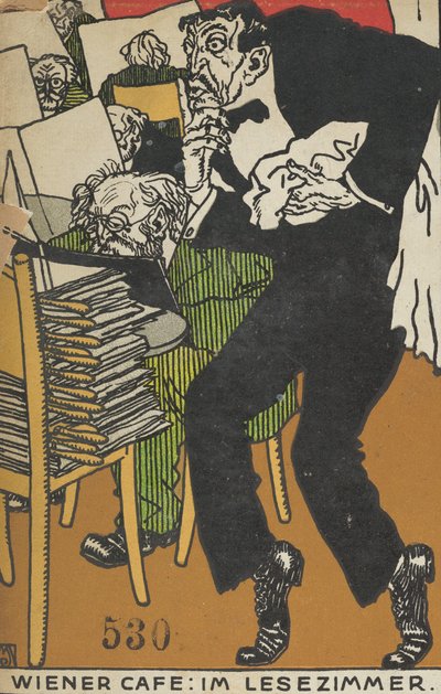 Bécsi kávéház: Az olvasóteremben Wiener Café: Im Lesezimmer, 1911. alkotó: Moritz Jung