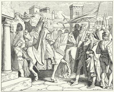 Nagy Károly belép Paviába, 774 (metszet) alkotó: Moritz Ludwig von Schwind