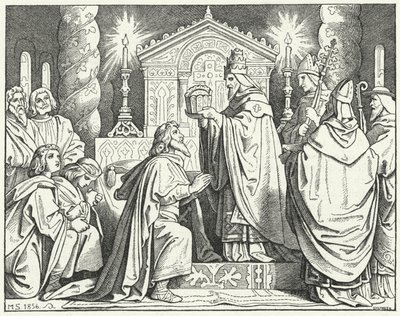 Nagy Károly koronázása római császárrá, 800 (metszet) alkotó: Moritz Ludwig von Schwind
