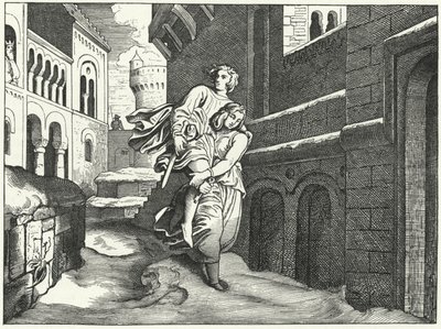 Einhard és Emma (metszet) alkotó: Moritz Ludwig von Schwind