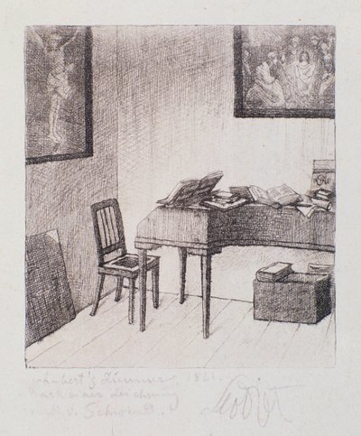 Kilátás Franz Schubert szobájára (nigrázva) alkotó: Moritz Ludwig von Schwind