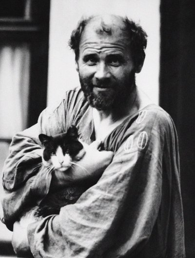 Gustav Klimt macskával, 1911. alkotó: Moritz Nähr