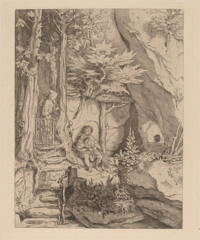 Egy szerzetes dudásszal alkotó: Moritz Ludwig von Schwind