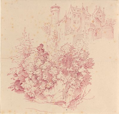 Erődített kastély egy magas sziklán alkotó: Moritz Ludwig von Schwind