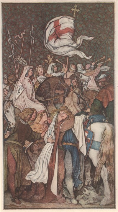 Szent Lajos búcsút vesz feleségétől, Erzsébettől alkotó: Moritz Ludwig von Schwind