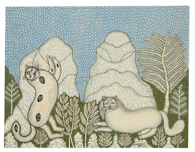 Macskák a hóban alkotó: Morris Hirshfield