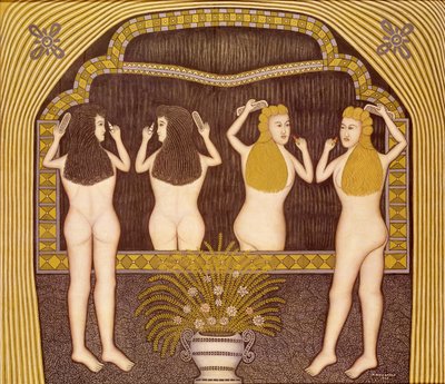 Két nő a tükör előtt alkotó: Morris Hirshfield
